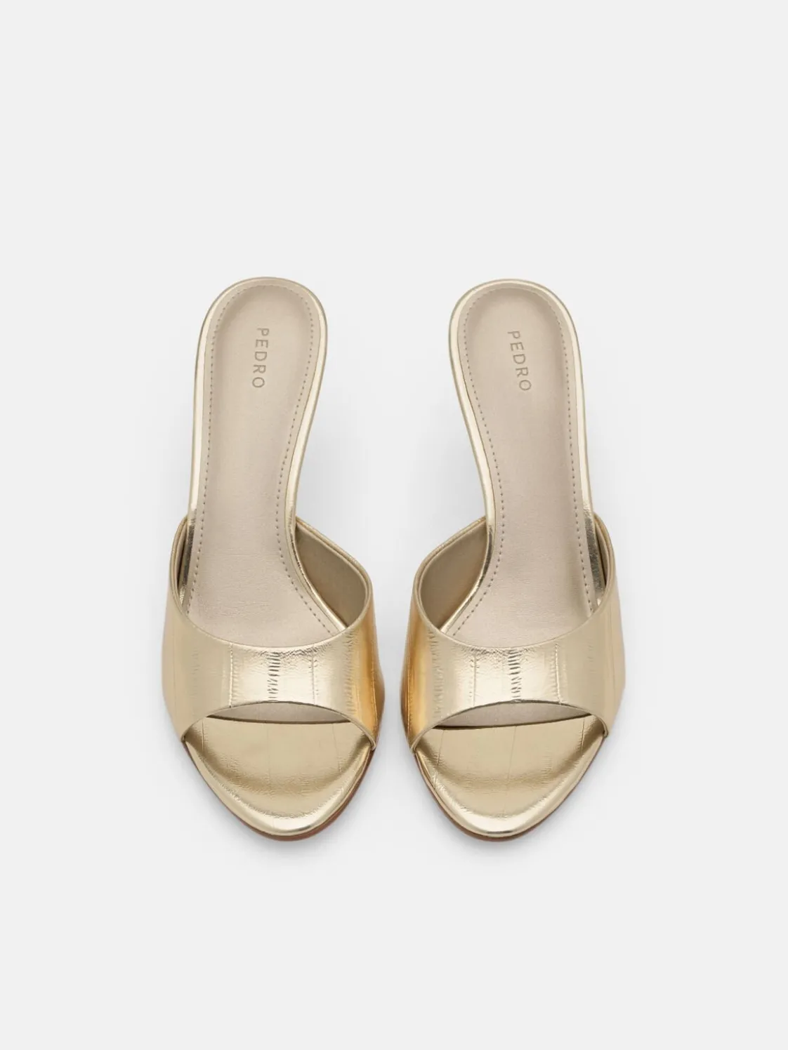 Eel Leather Heel Sandals - Gold