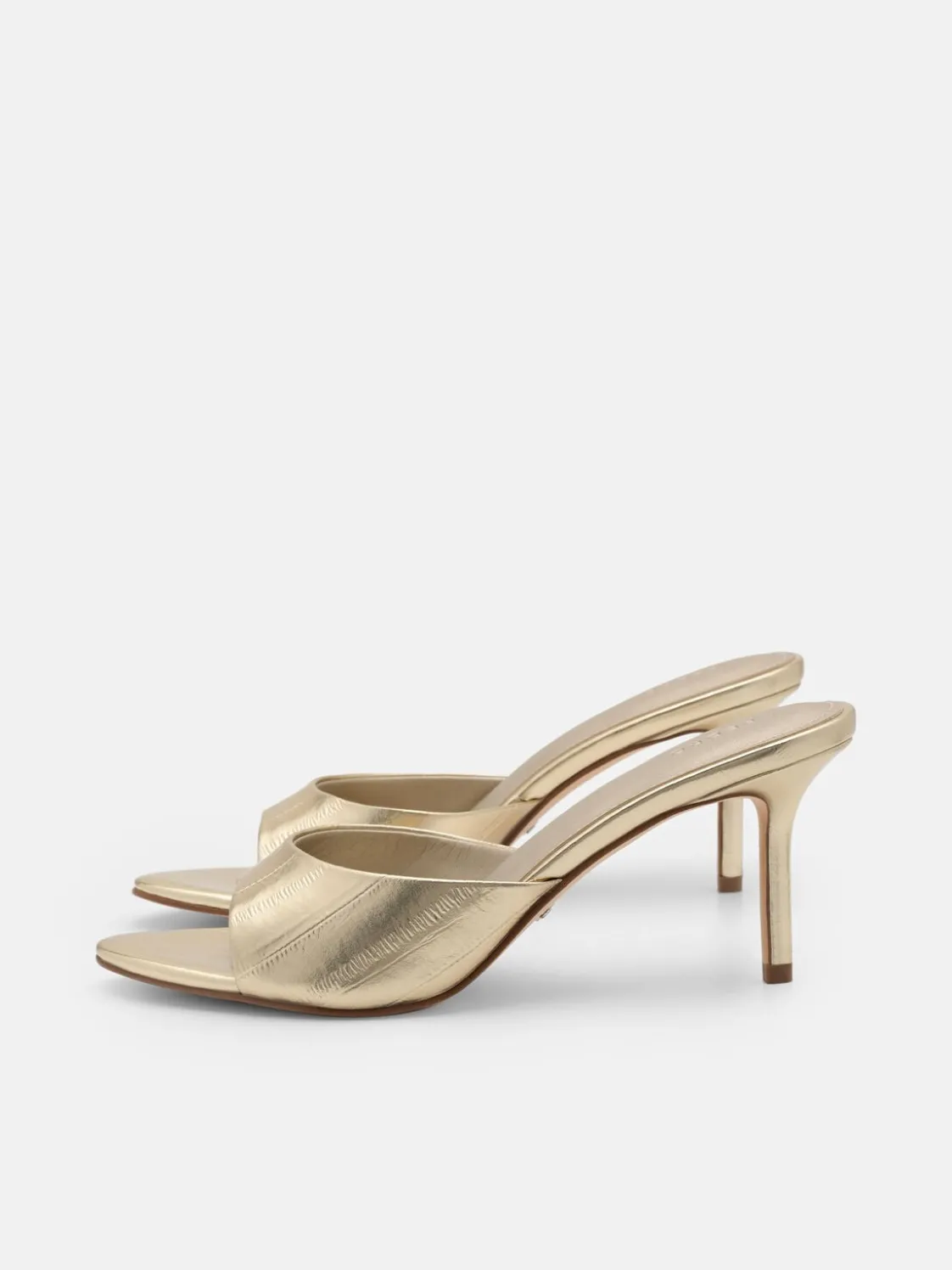 Eel Leather Heel Sandals - Gold