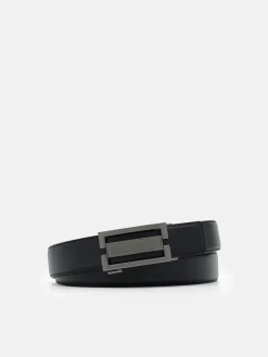 Embossed Leather Automatic Belt - Black