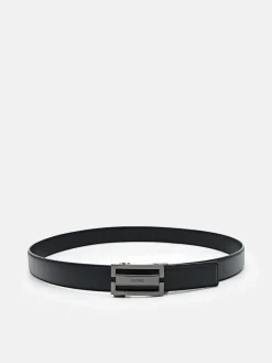 Embossed Leather Automatic Belt - Black