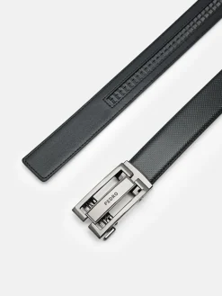 Embossed Leather Automatic Belt - Black