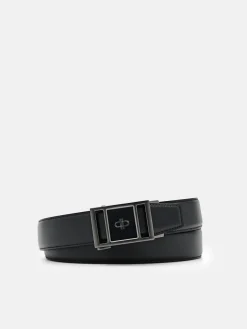 Embossed Leather Automatic Belt - Black
