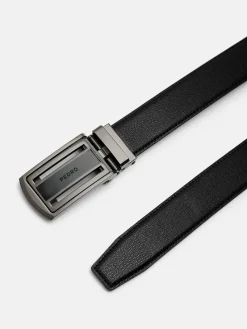 Embossed Leather Automatic Belt - Black