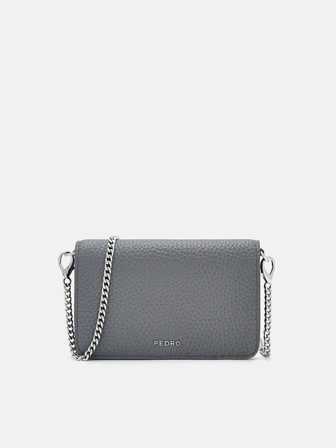 Embossed Leather Bi-Fold Wallet - Grey