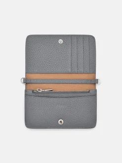 Embossed Leather Bi-Fold Wallet - Grey