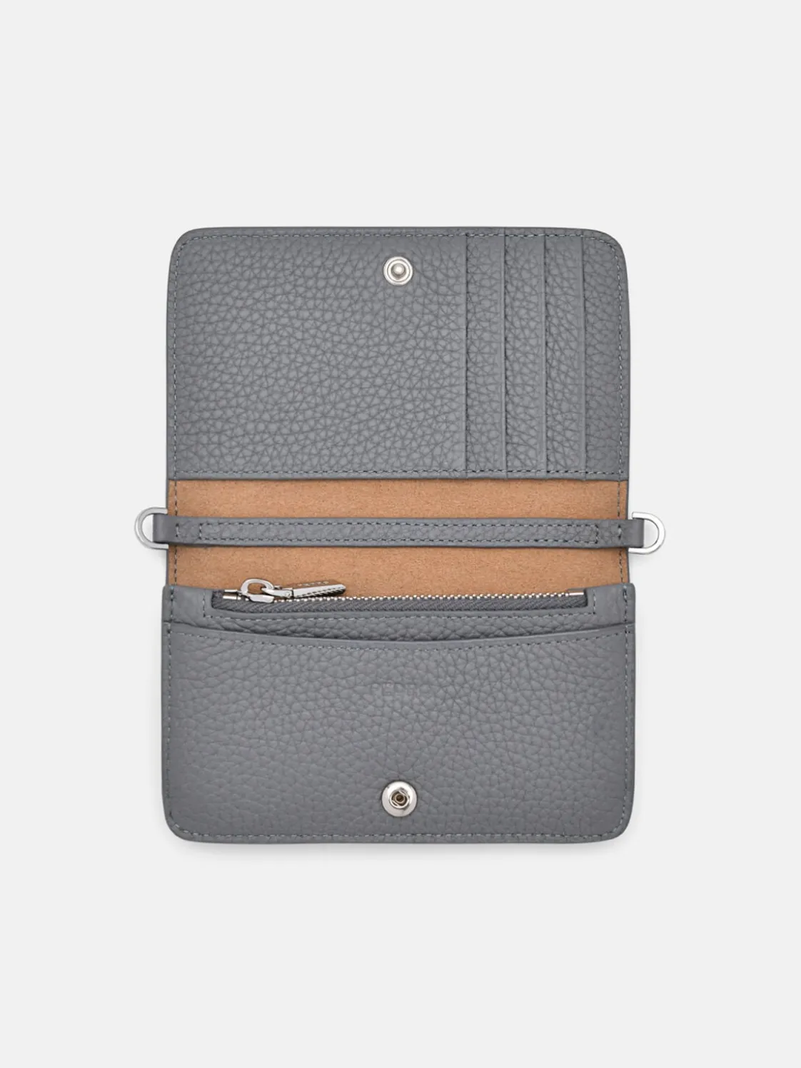 Embossed Leather Bi-Fold Wallet - Grey