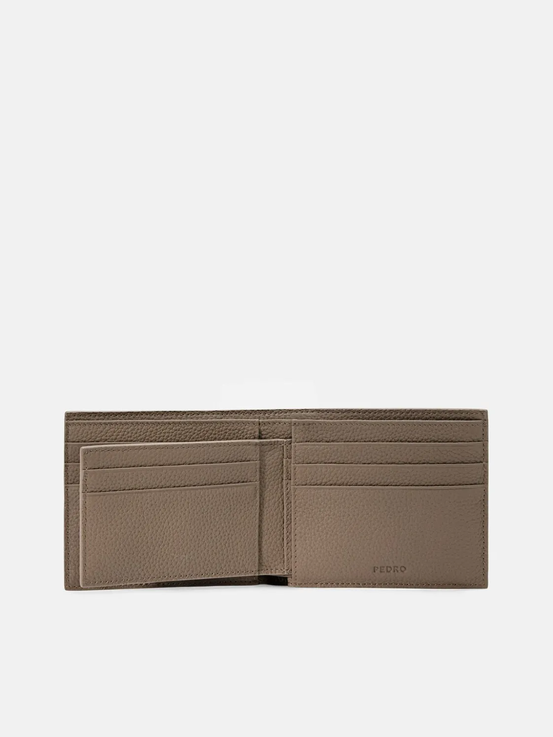 Embossed Leather Bi-Fold Wallet with Insert - Taupe
