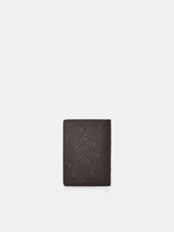 Embossed Leather Card Holder - Dark Brown