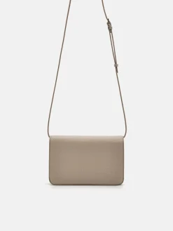 Embossed Leather Passport Holder - Taupe