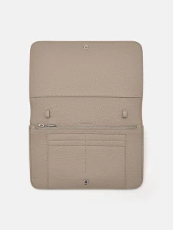 Embossed Leather Passport Holder - Taupe