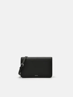 Embossed Leather Passport Holder - Black