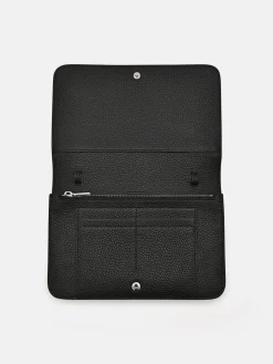 Embossed Leather Passport Holder - Black