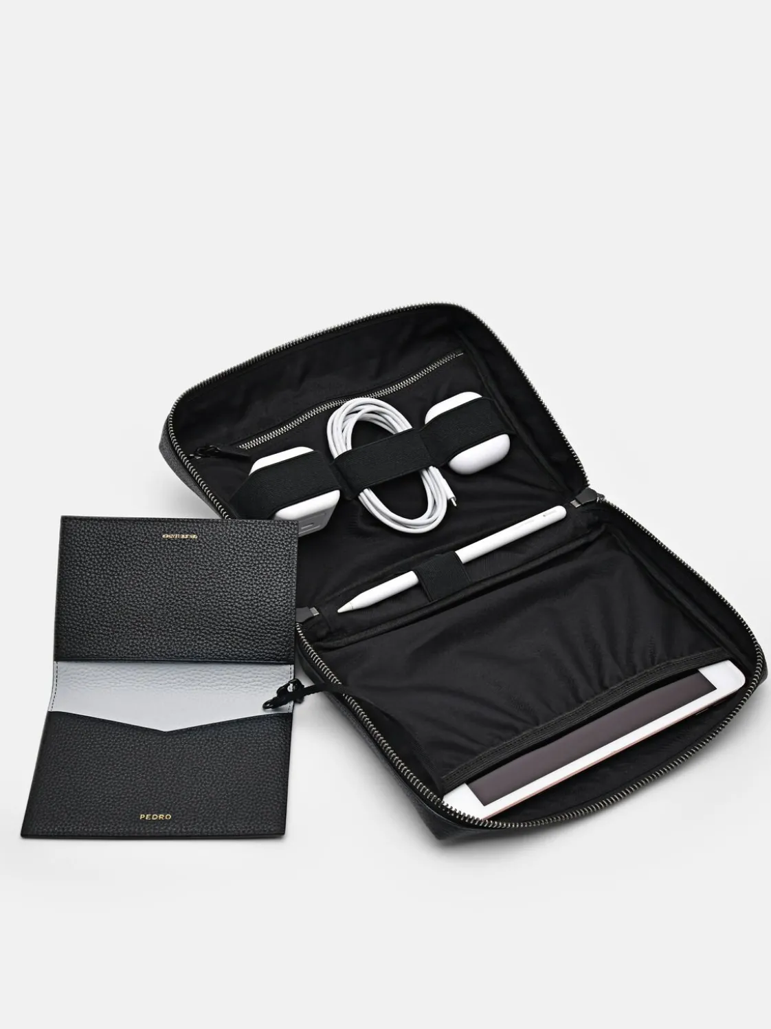 Embossed Leather Pouch - Black
