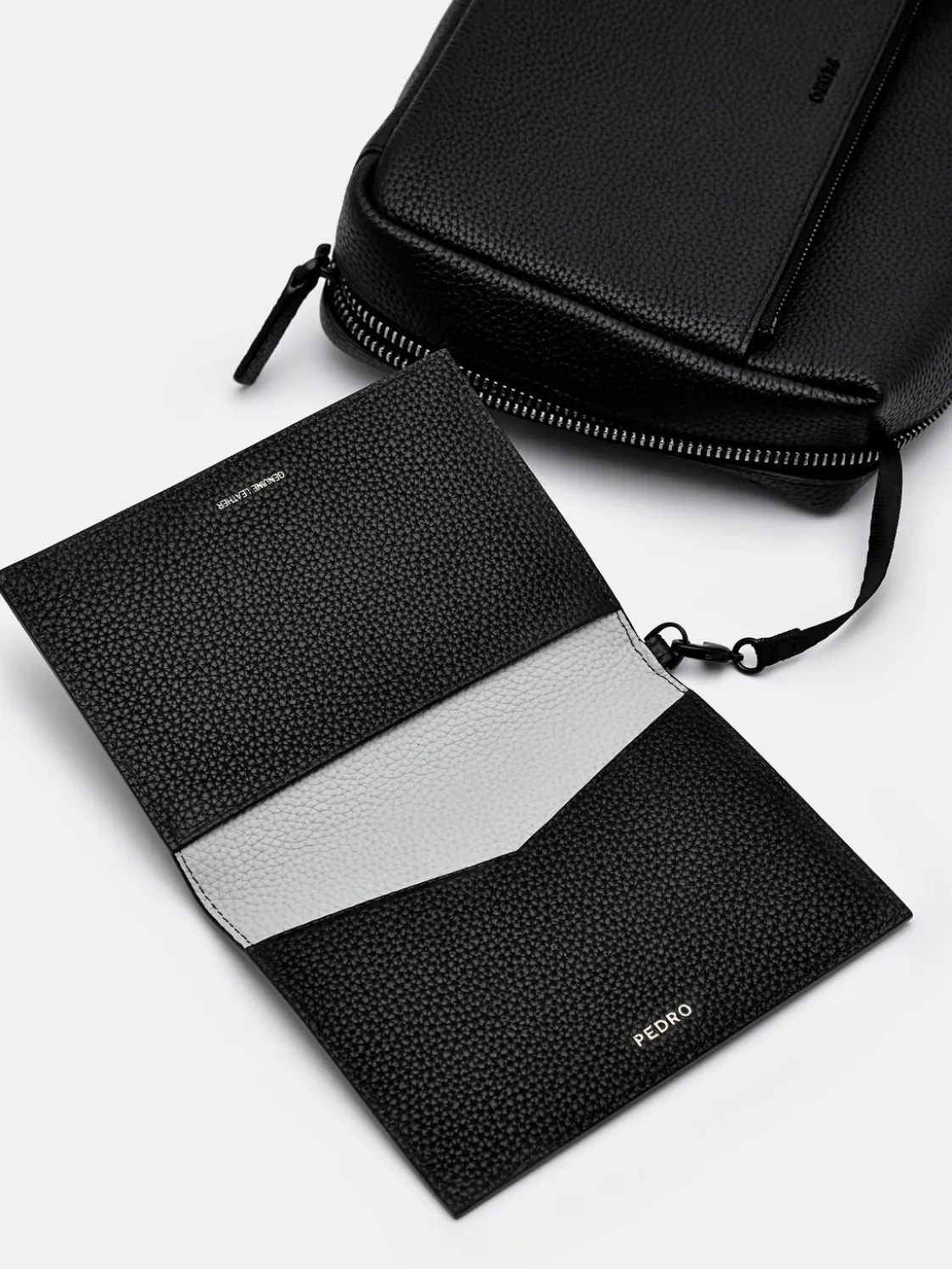 Embossed Leather Pouch - Black
