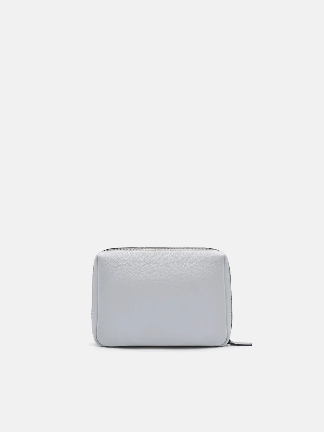 Embossed Leather Pouch - Light Grey