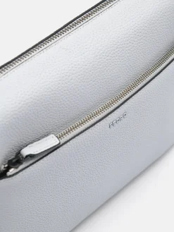 Embossed Leather Pouch - Light Grey