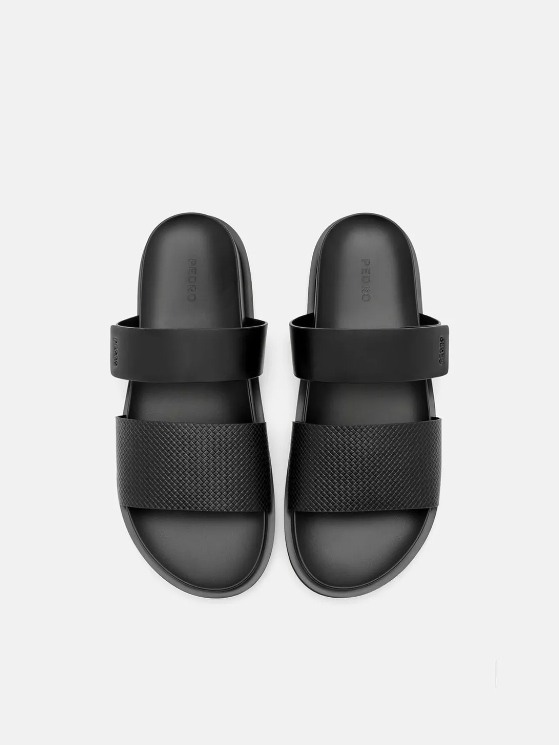 Embossed Slide Sandals - Black Embossed