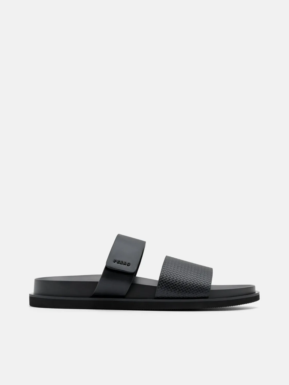 Embossed Slide Sandals - Black Embossed