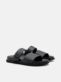 Embossed Slide Sandals - Black Embossed