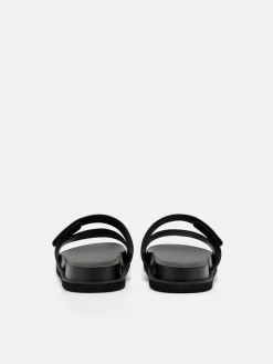 Embossed Slide Sandals - Black Embossed
