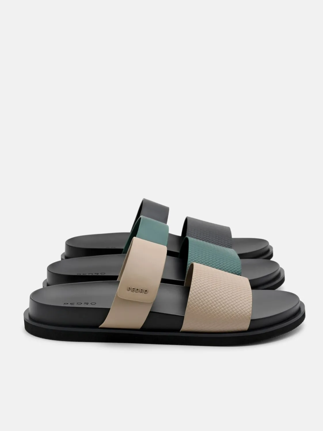 Embossed Slide Sandals - Black Embossed
