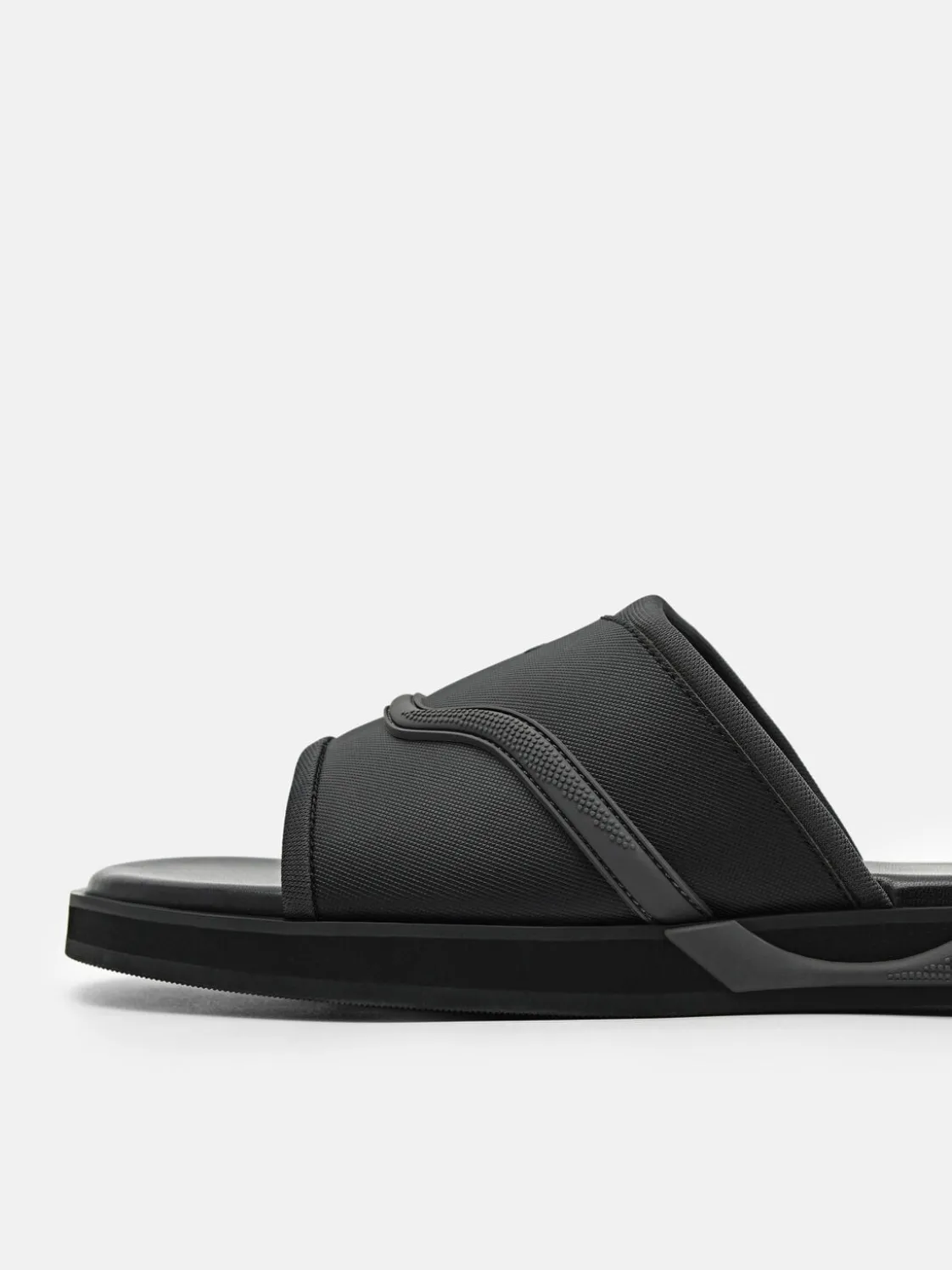 Embossed Slide Sandals - Black