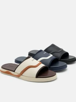 Embossed Slide Sandals - Black