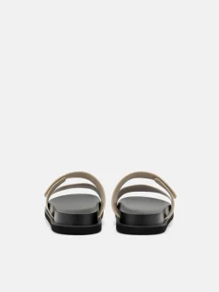 Embossed Slide Sandals - Light Taupe Embossed