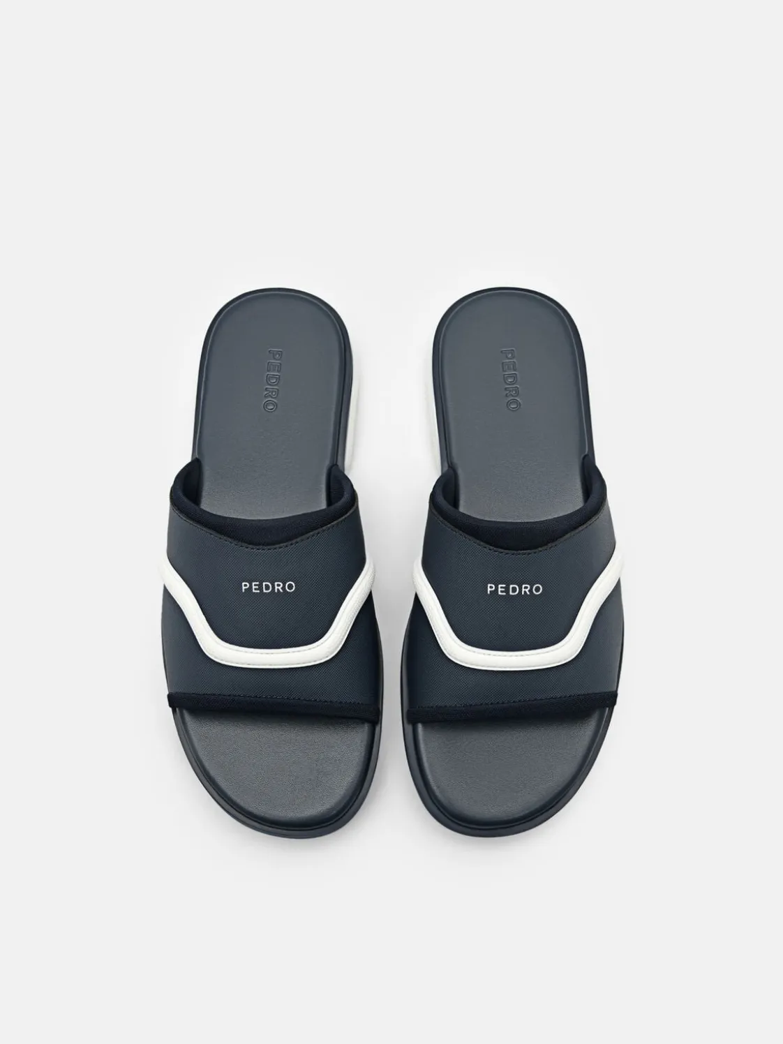 Embossed Slide Sandals - Navy