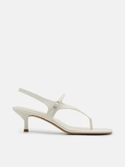 Eny Leather Heel Sandals - Chalk