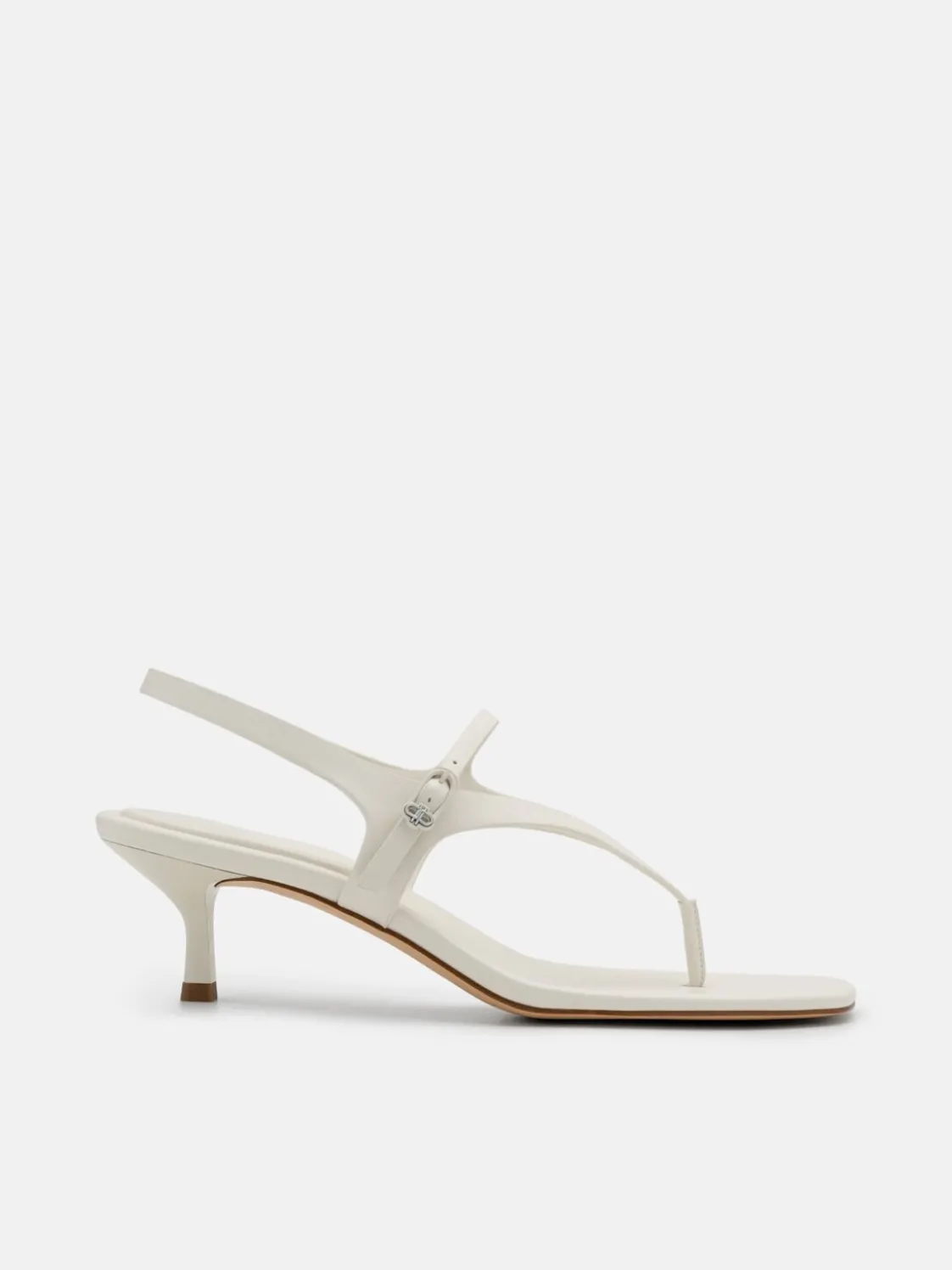 Eny Leather Heel Sandals - Chalk