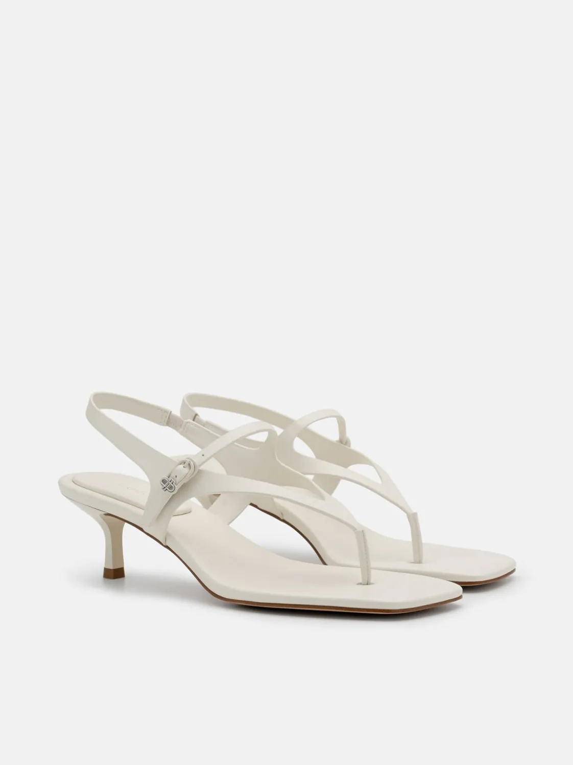 Eny Leather Heel Sandals - Chalk
