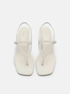 Eny Leather Heel Sandals - Chalk
