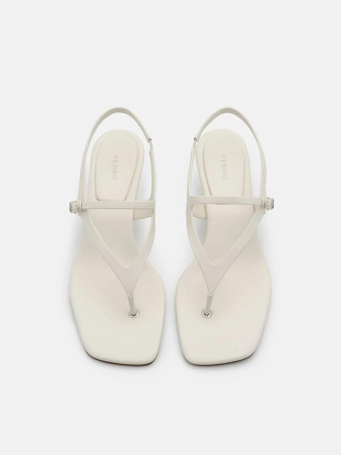 Eny Leather Heel Sandals - Chalk