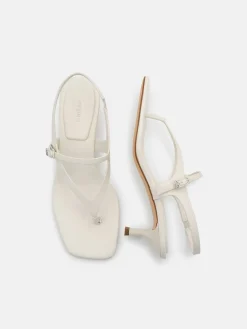 Eny Leather Heel Sandals - Chalk