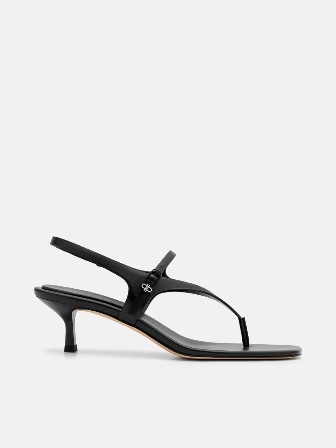 Eny Leather Heel Sandals - Black