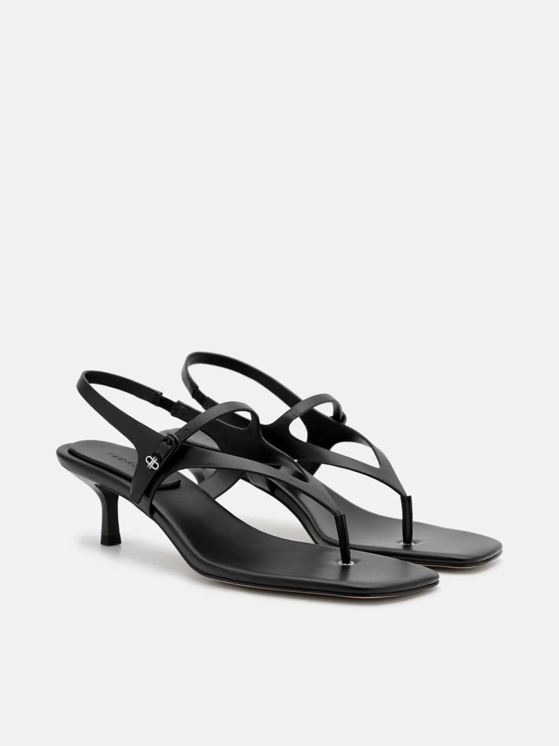 Eny Leather Heel Sandals - Black