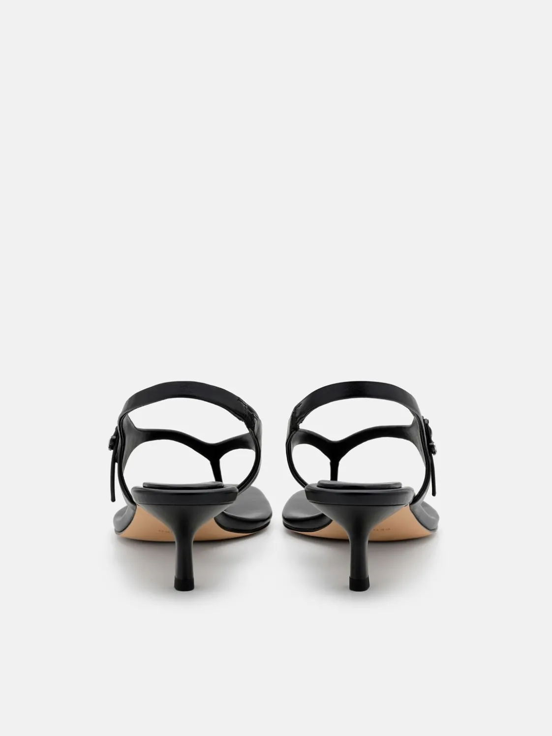 Eny Leather Heel Sandals - Black