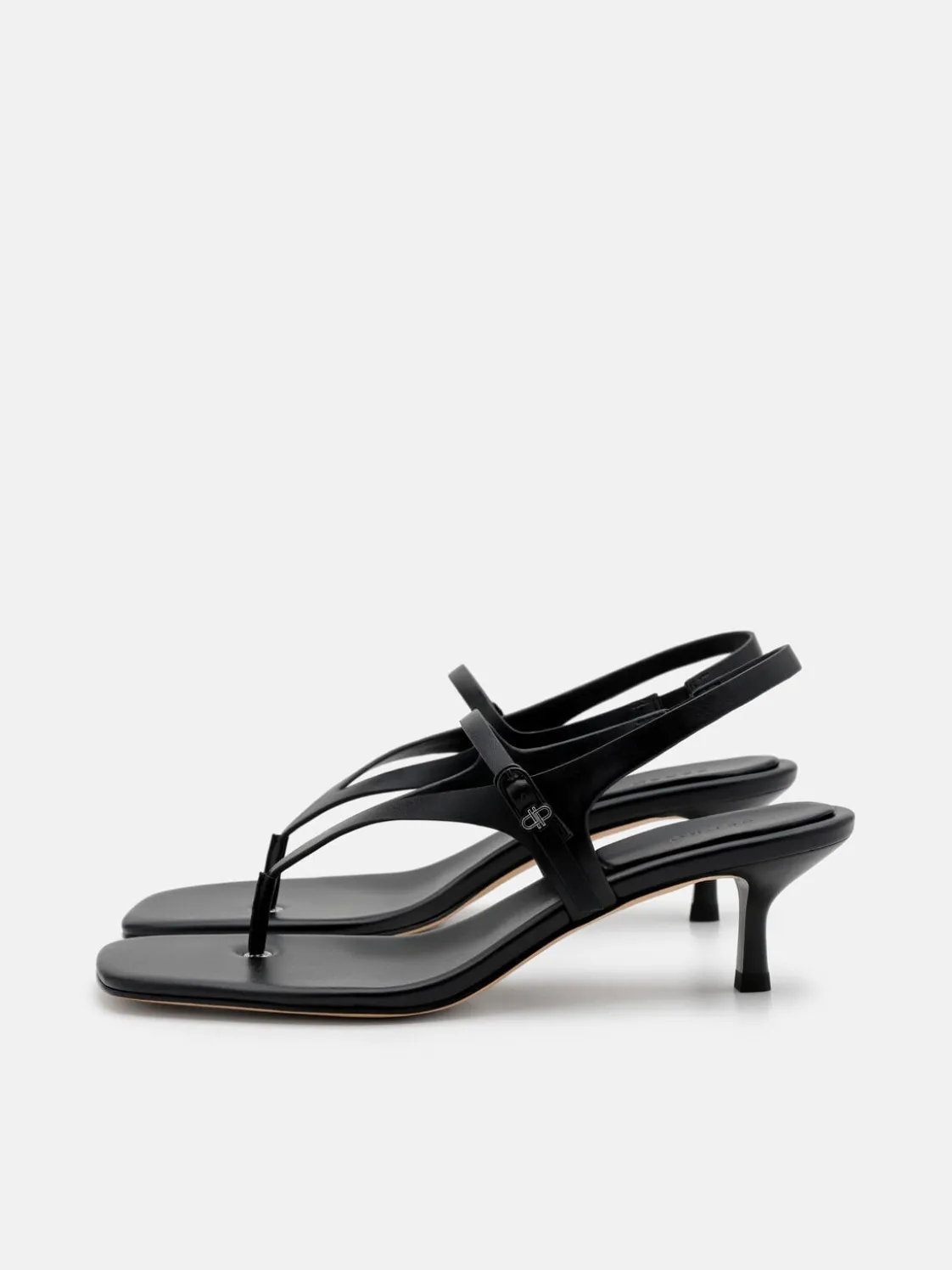 Eny Leather Heel Sandals - Black