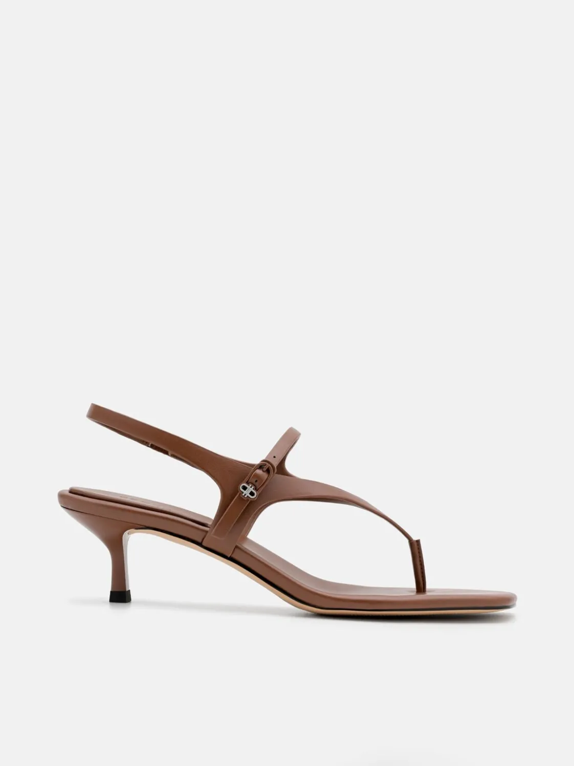 Eny Leather Heel Sandals - Cognac