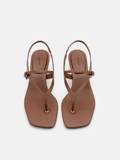 Eny Leather Heel Sandals - Cognac