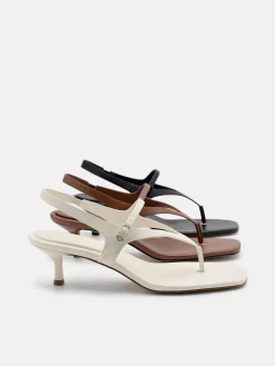 Eny Leather Heel Sandals - Cognac
