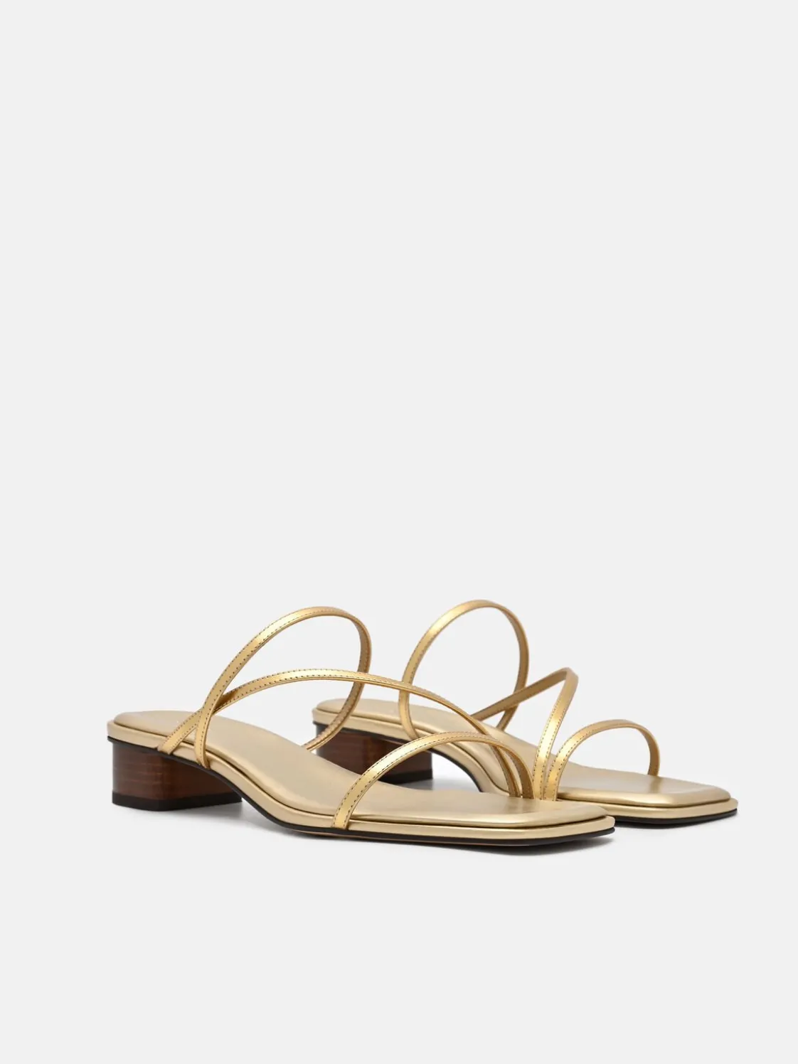 Erna Leather Heel Sandals - Gold
