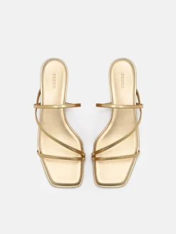 Erna Leather Heel Sandals - Gold