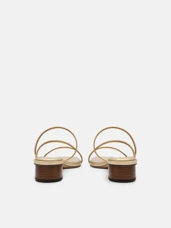 Erna Leather Heel Sandals - Gold