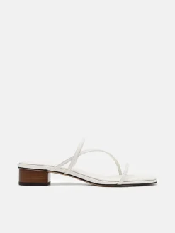Erna Leather Heel Sandals - Chalk