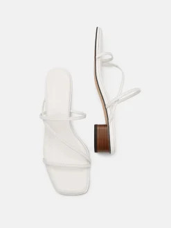 Erna Leather Heel Sandals - Chalk