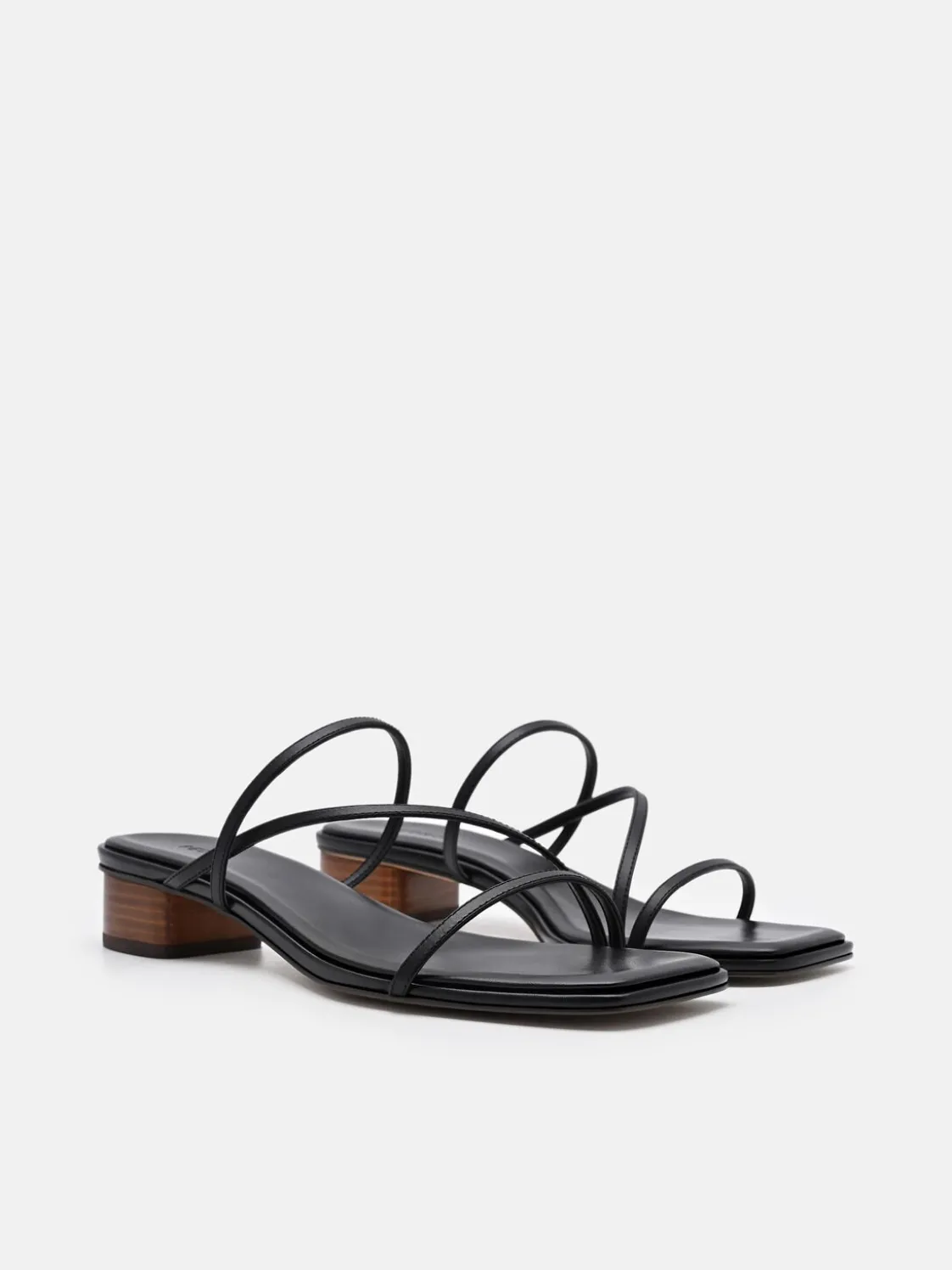 Erna Leather Heel Sandals - Black