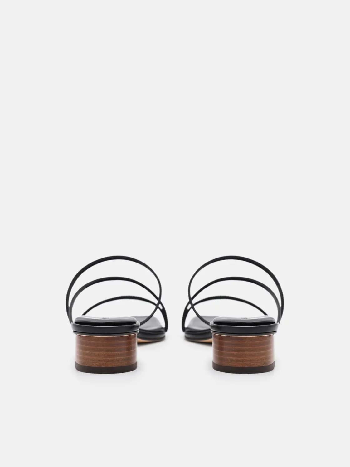 Erna Leather Heel Sandals - Black