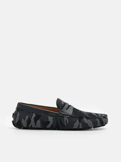 Fabric Penny Driving Shoes - Dark Grey
